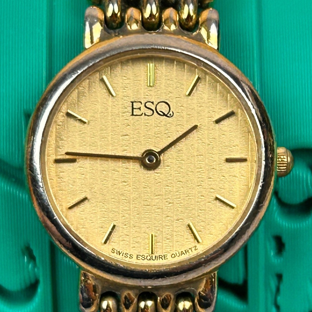 ESQ by Movado Esquire Womens Gold Tone Swiss Quartz Watch 100279 22m Dial Tested